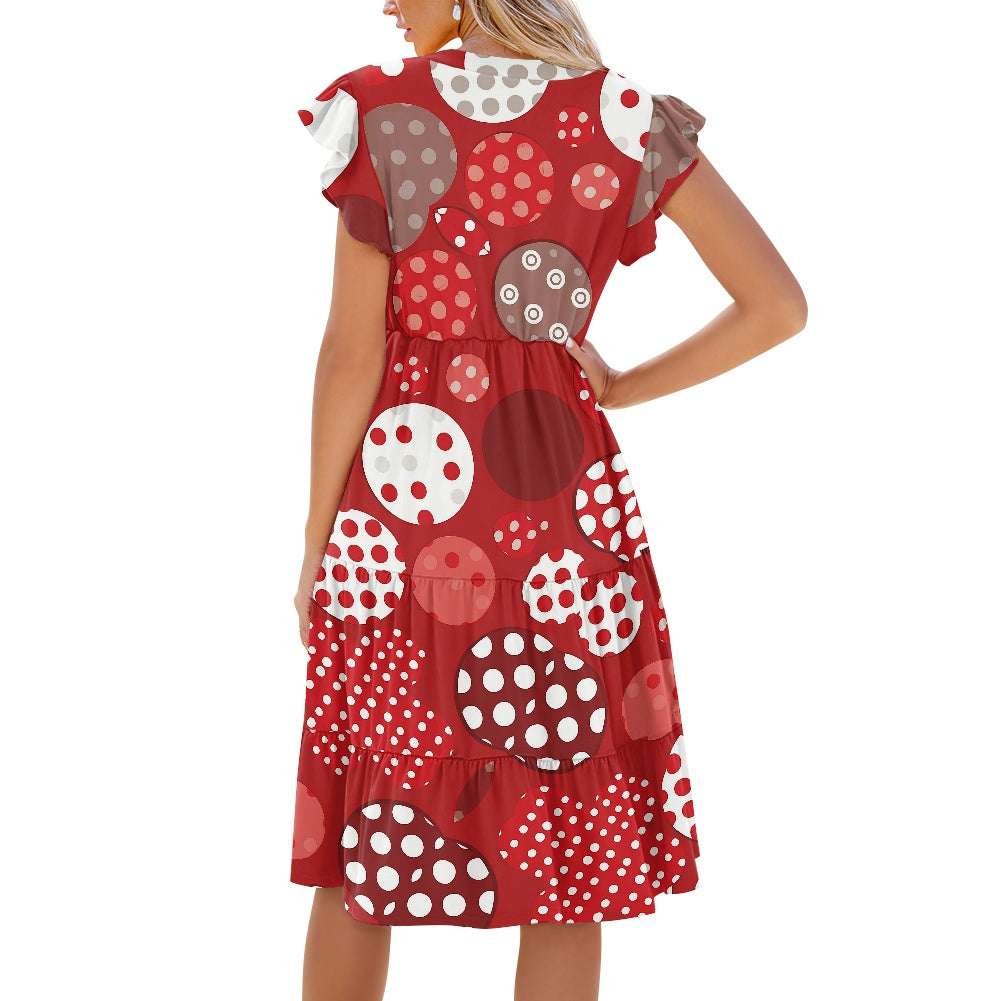 Women's V-neck pocket waist patchwork dress