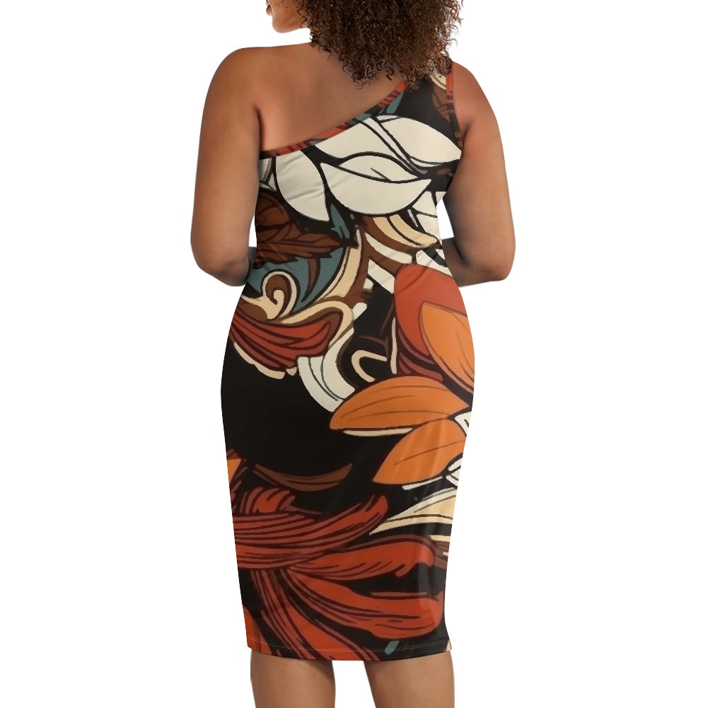 Discover Elegance: Luxtrini's One-Shoulder Slim Dress - Tropical