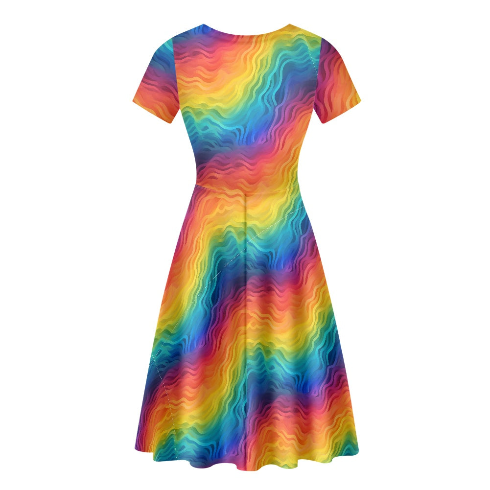 Rainbow Pride Scoop Neck Ruffle Dress | Vibrant, Handmade & Inclusive Sizing