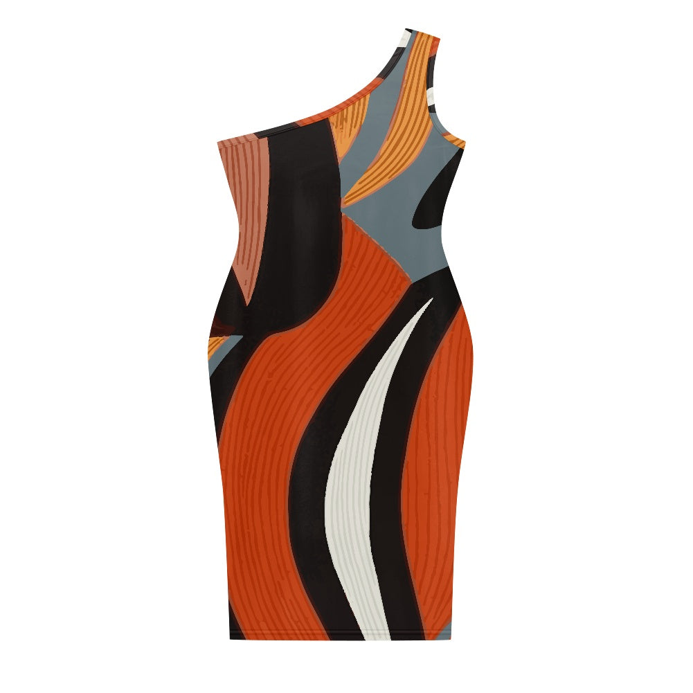 Discover Elegance: Luxtrini's One-Shoulder Slim Dress - Ethnic