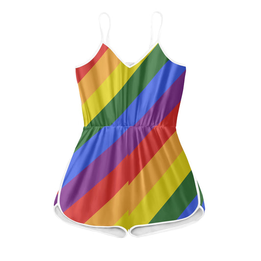 Rainbow Women's Sleeveless Jumpsuit Shorts white