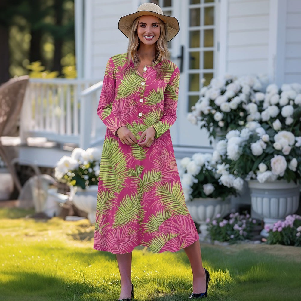 Ladies V-neck button dress