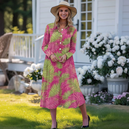 Ladies V-neck button dress
