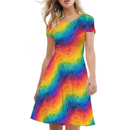Rainbow Pride Scoop Neck Ruffle Dress | Vibrant, Handmade & Inclusive Sizing