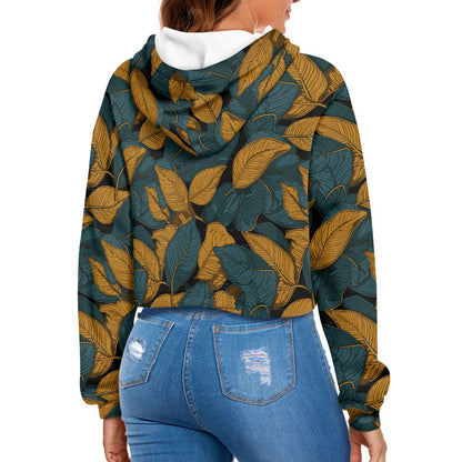 Women's midriff-baring sweatshirt - Green and Gold