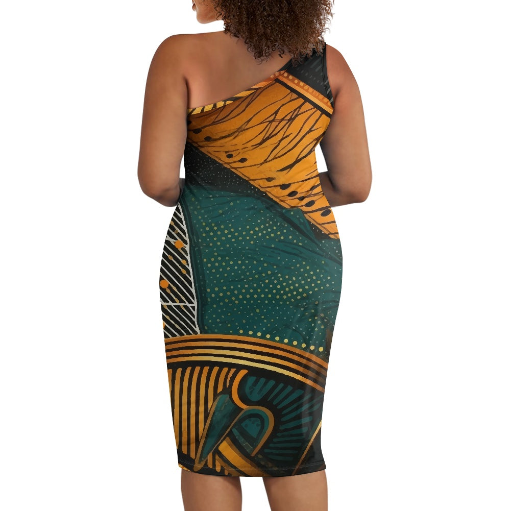 Discover Elegance: Luxtrini's One-Shoulder Slim Dress - Ethnic