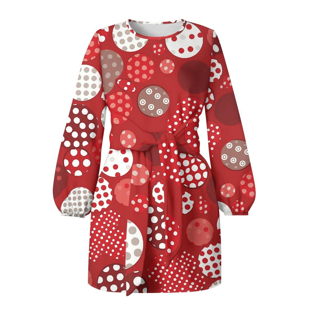 Waist Long Sleeve Tie Dress