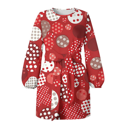 Waist Long Sleeve Tie Dress