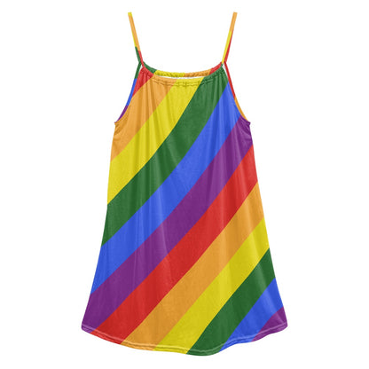Rainbow Strappy dress white