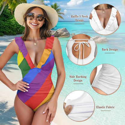 Women's Double Ruffle One-Piece Swimsuit