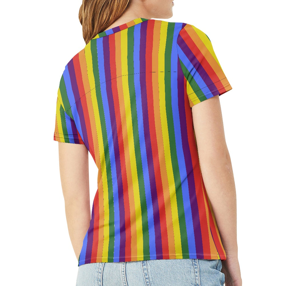 Exquisite Handcrafted Rainbow Pride Round Neck T-Shirt – Luxurious Comfort & Stylish Diversity, Designed for Unity