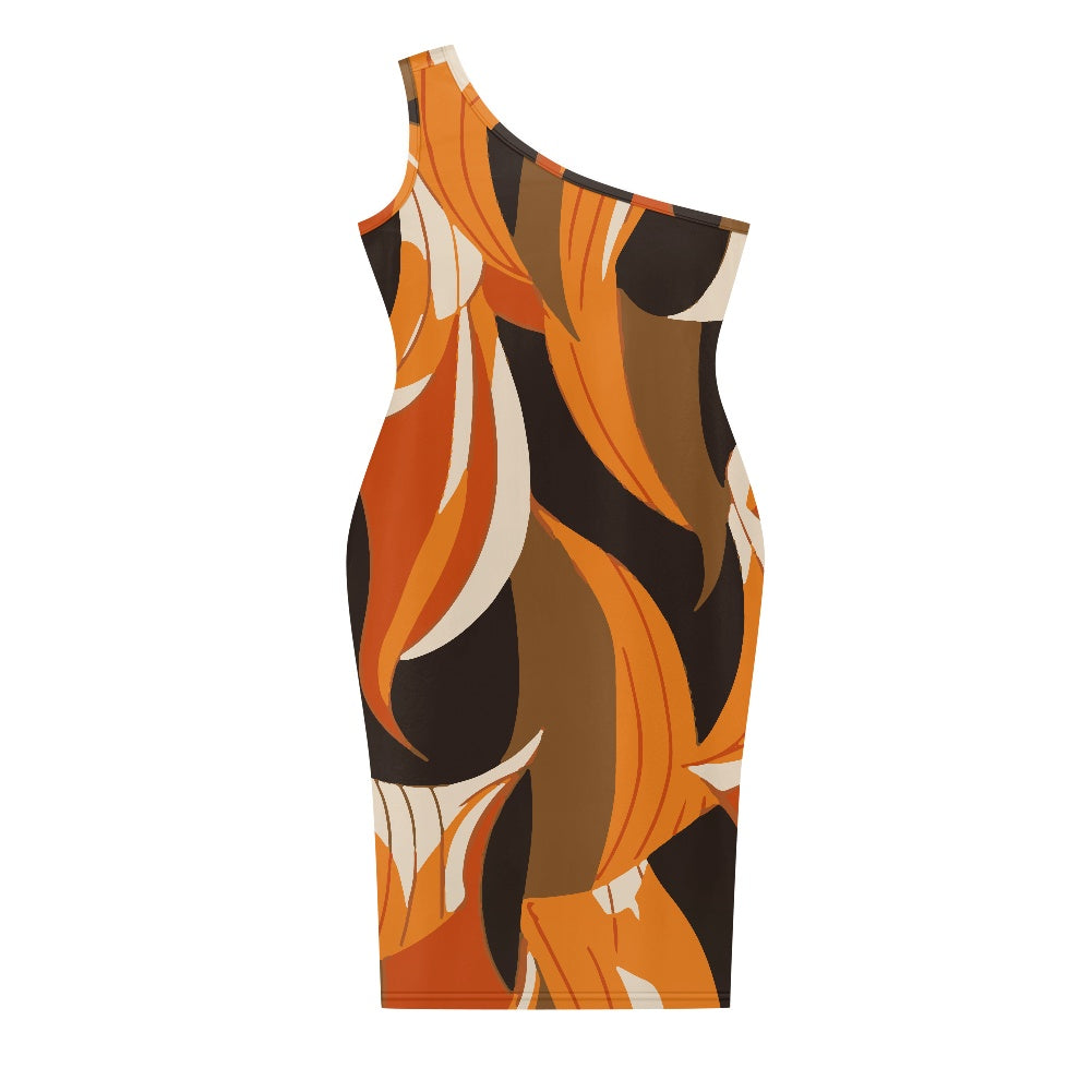 Discover Elegance: Luxtrini's One-Shoulder Slim Dress - Tropical white