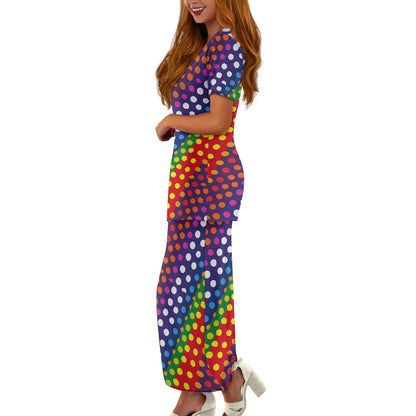 LGBTQ-Friendly Rainbow Polka Dot Guinea Style Maxi Dress Set by Luxtrini