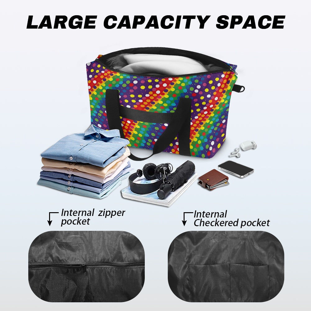 Dark Rainbow Stripes with Polka Dots Lightweight luggage