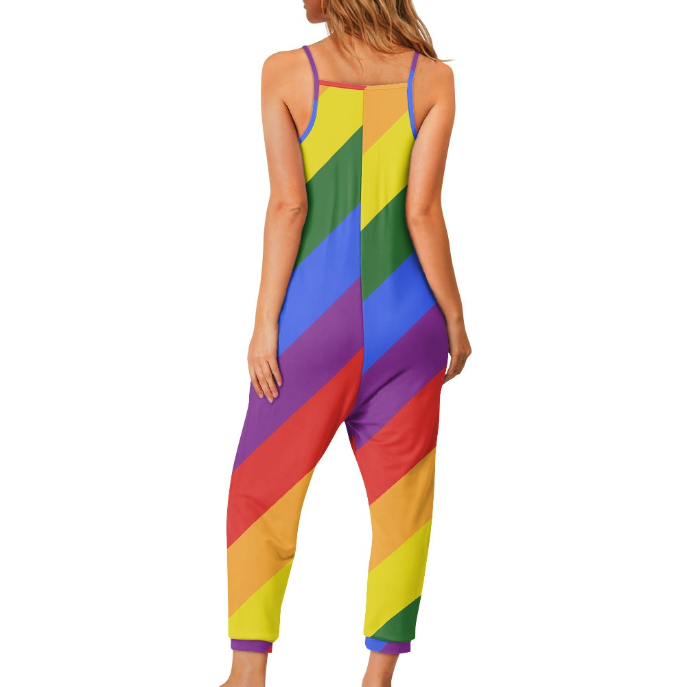 Rainbow Loose Fit Romper | Comfortable, Vibrant & Perfect for Beach or Yoga