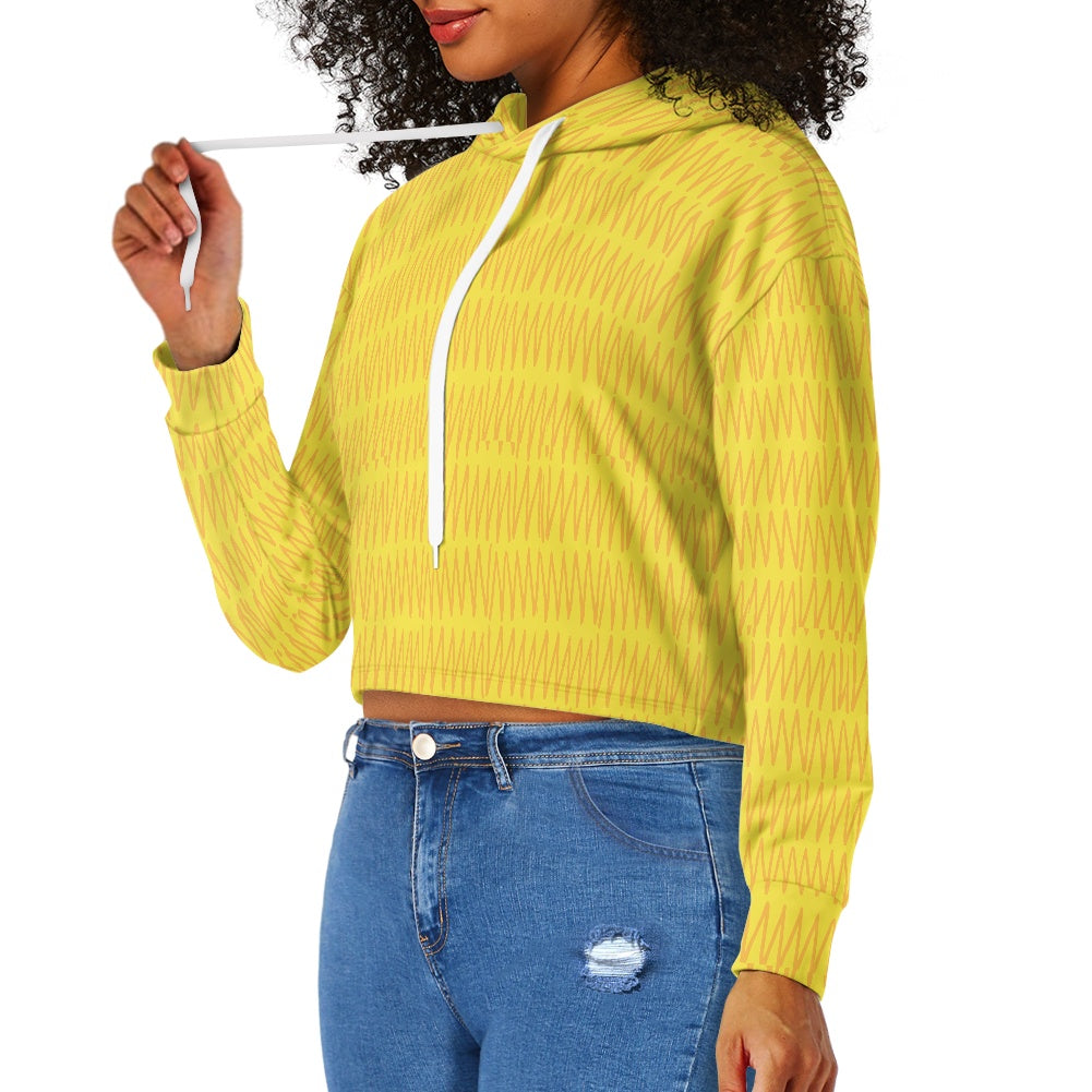 Women's midriff-baring sweatshirt - Yellow mudcloth