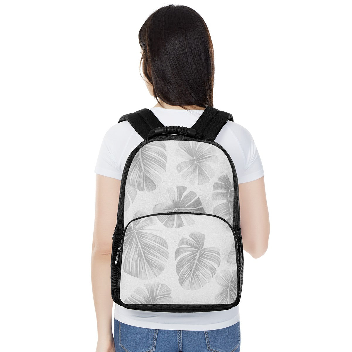 White Monstera 17 Inch Felt Backpack