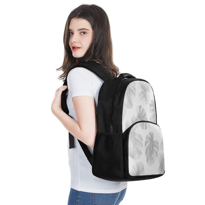 White Monstera 17 Inch Felt Backpack