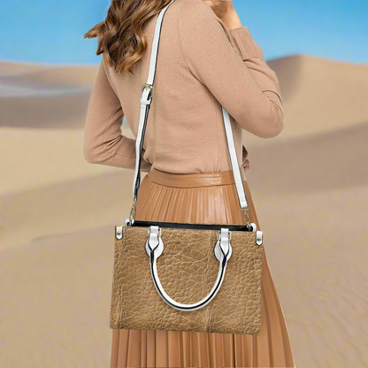 Golden Dune: Classic Textured PU Leather Women's Twill Handbag