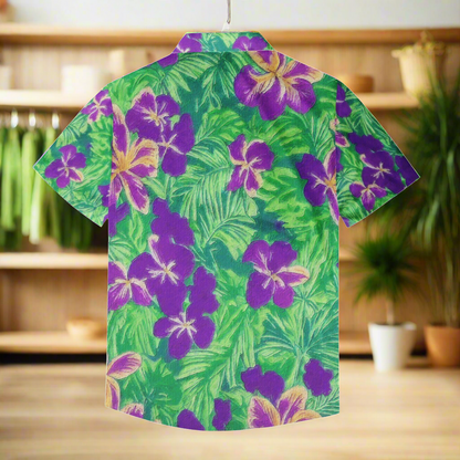 Blue Flag Iris Men's Hawaiian Shirt | Men's Aloha Shirt