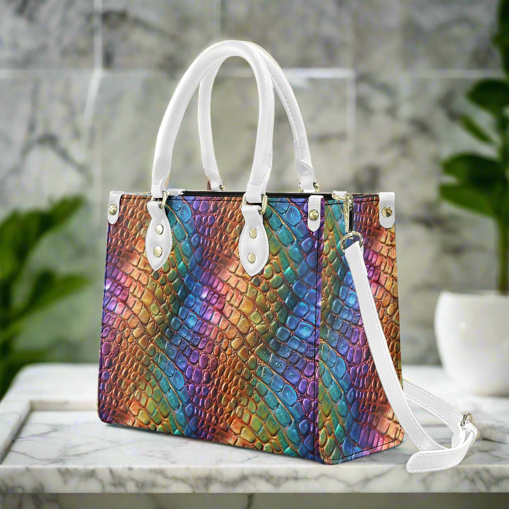 Alligator Rainbow Pride Women's PU leather twill handbag