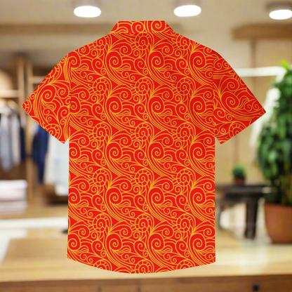 Orange Wind Chinese Men's Hawaiian Shirt | Men's Aloha Shirt