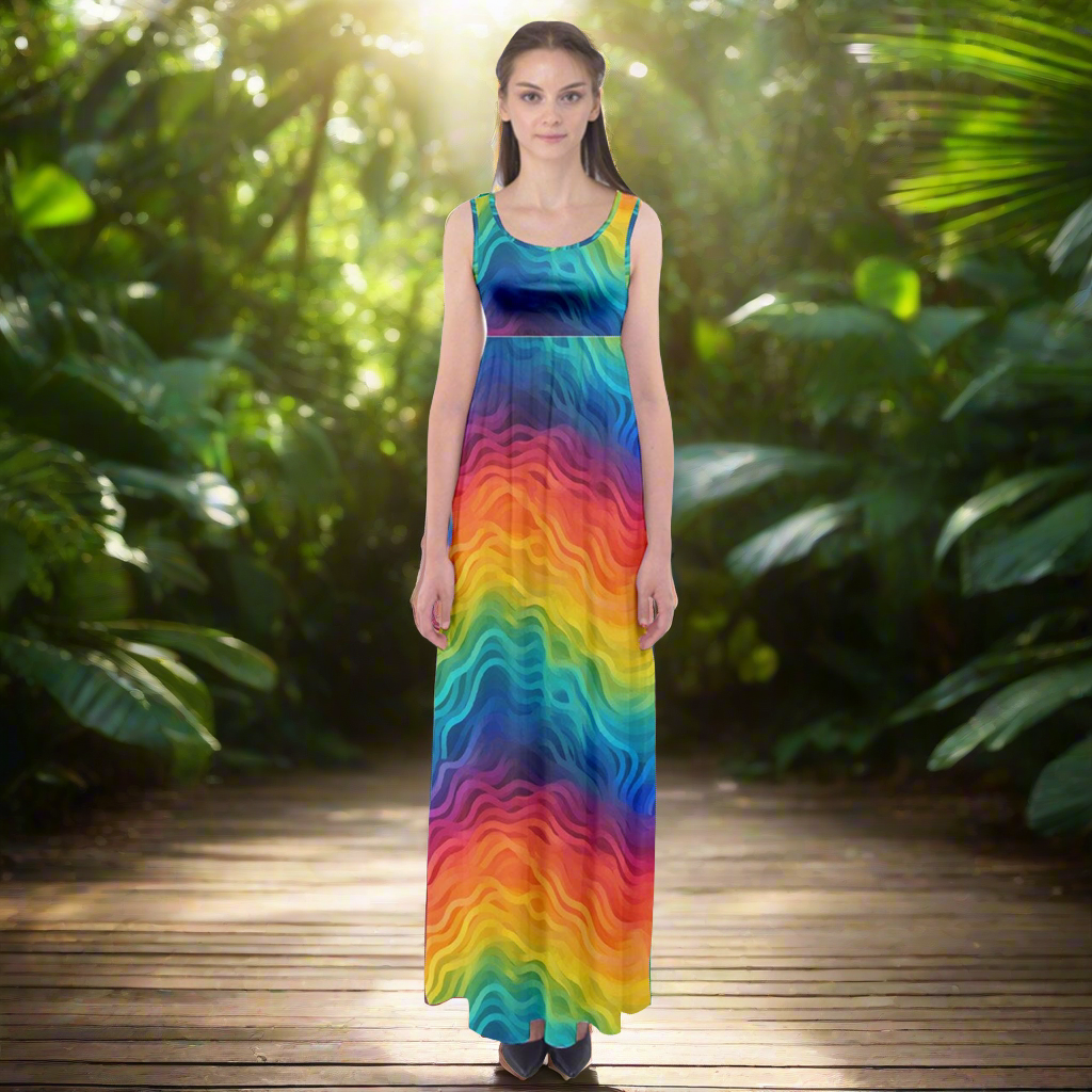 LGBTQ Rainbow Empire Waist Maxi Dress