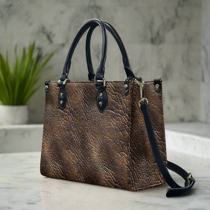 Mahogany Luxe: Premium Textured PU Leather Handbag Women's Twill