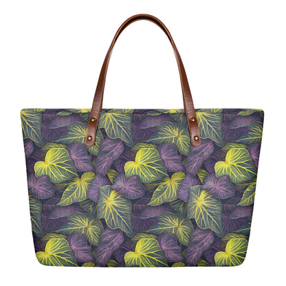 Luxtrini Iridescent Syngonium: Purple and Yellow Women's Tote Bag