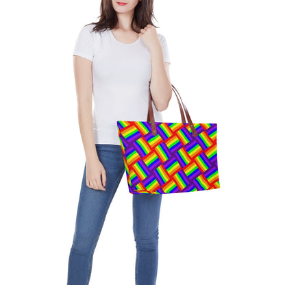 Rainbow Weave Women's Tote Bag