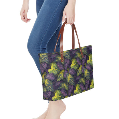 Luxtrini Iridescent Syngonium: Purple and Yellow Women's Tote Bag