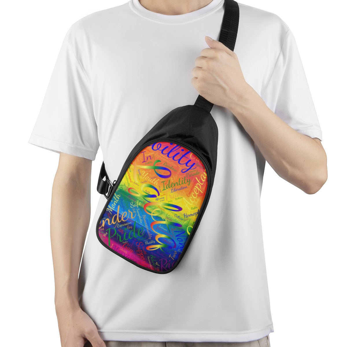 LGBTQ Word Cloud Chest Bags