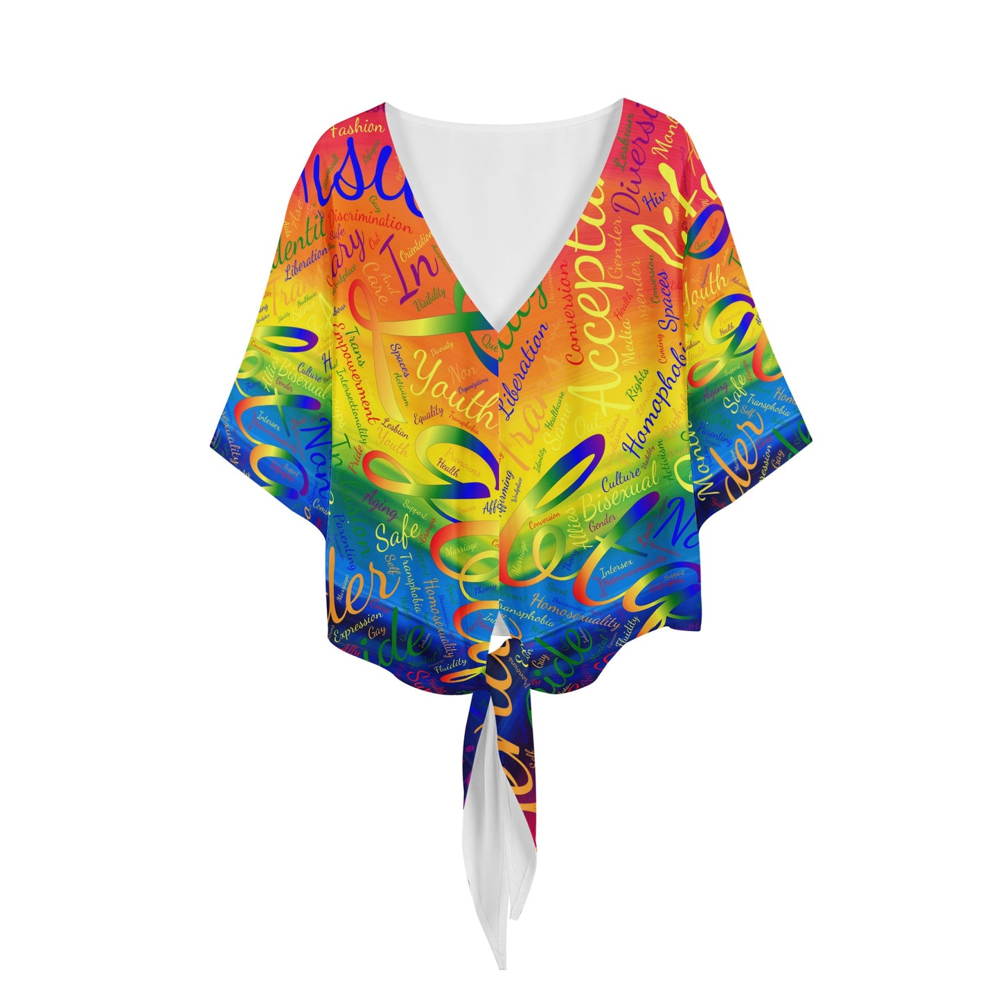 LGBTQ Word Cloud Women V-neck Streamers Blouse Women