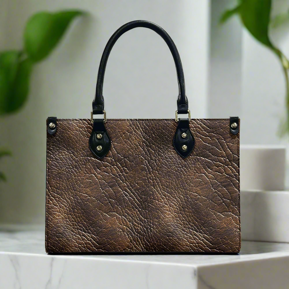 Mahogany Luxe: Premium Textured PU Leather Handbag Women's Twill