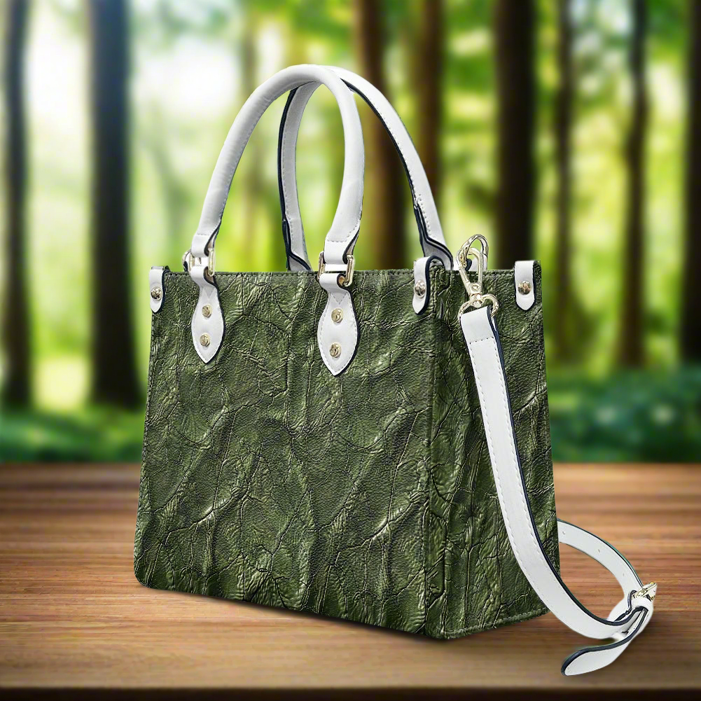 Moss Luxe: Timeless Textured Green PU Leather Women's Twill Handbag