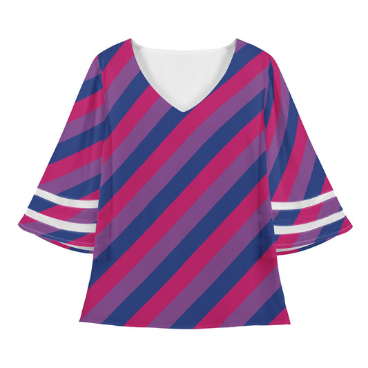 Bisexual Pride Women Puff Sleeve Blouse