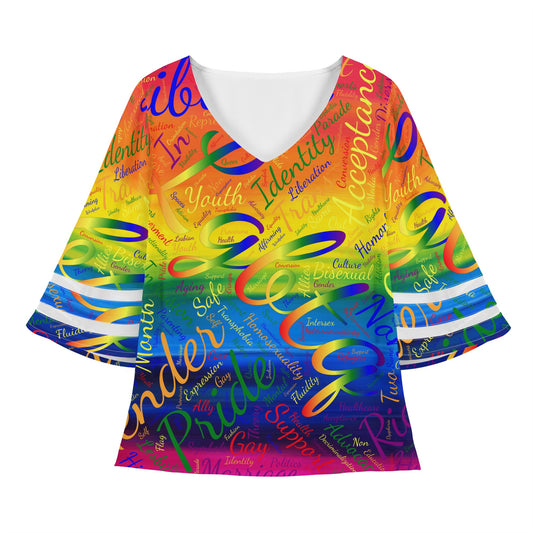 LGBTQ Word Cloud Women Puff Sleeve Blouse