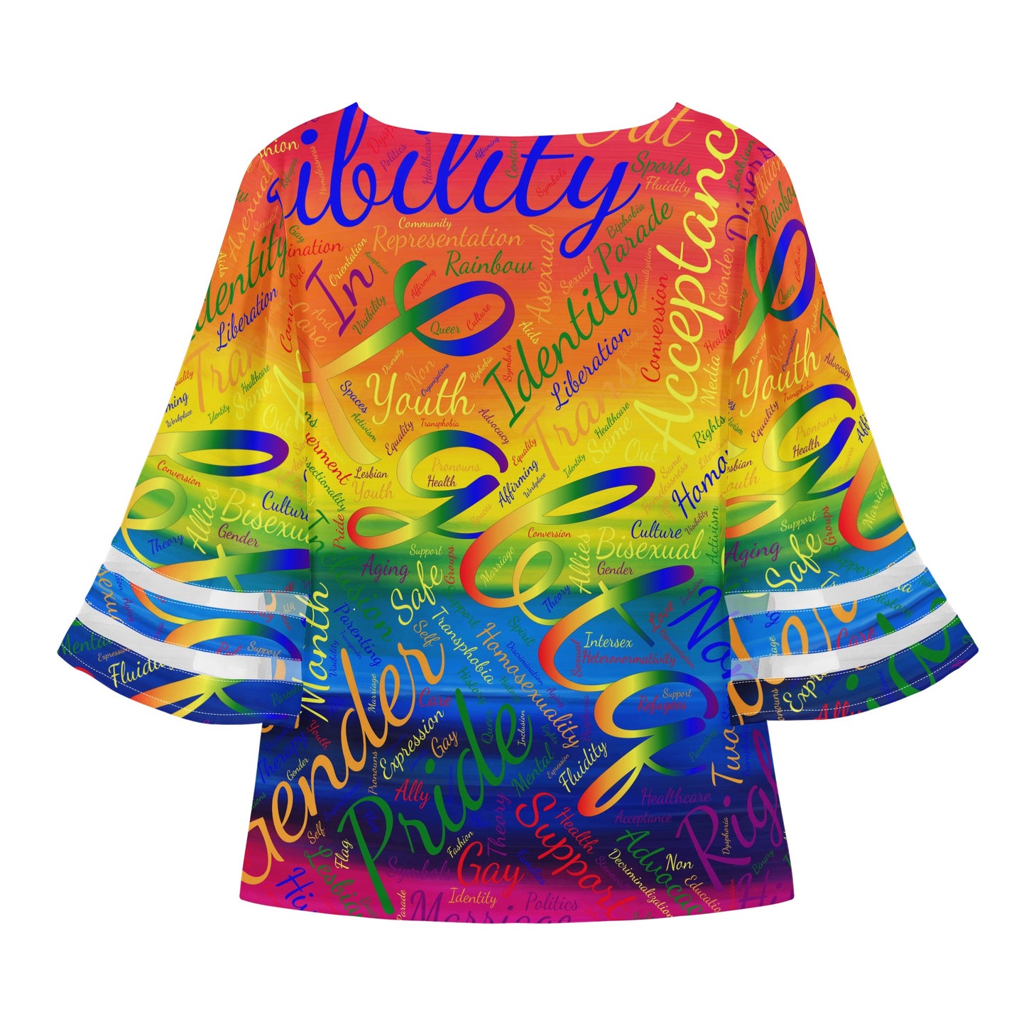 LGBTQ Word Cloud Women Puff Sleeve Blouse
