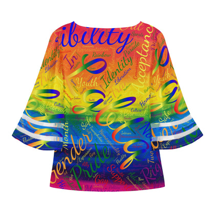 LGBTQ Word Cloud Women Puff Sleeve Blouse