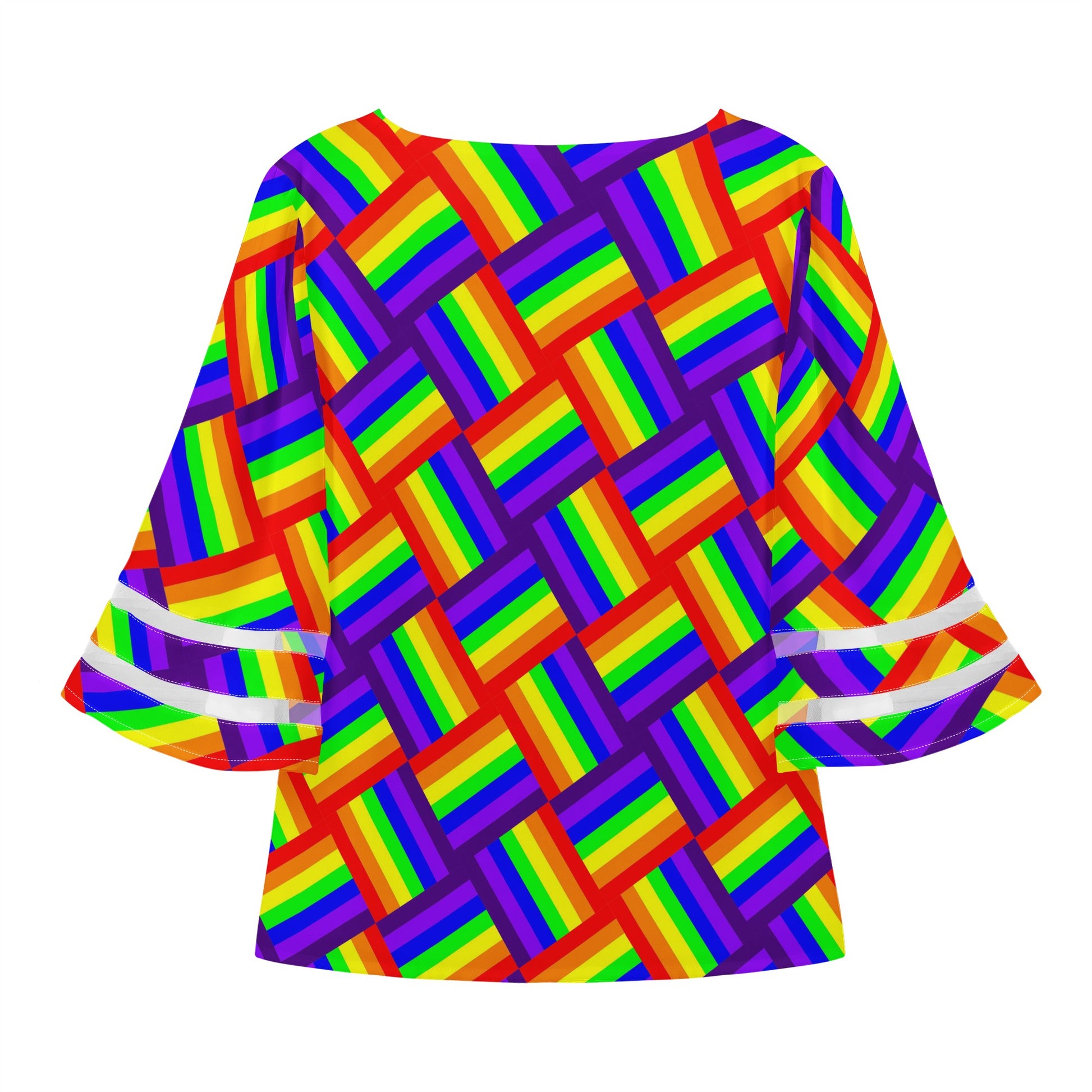 Rainbow Weave Women Puff Sleeve Blouse