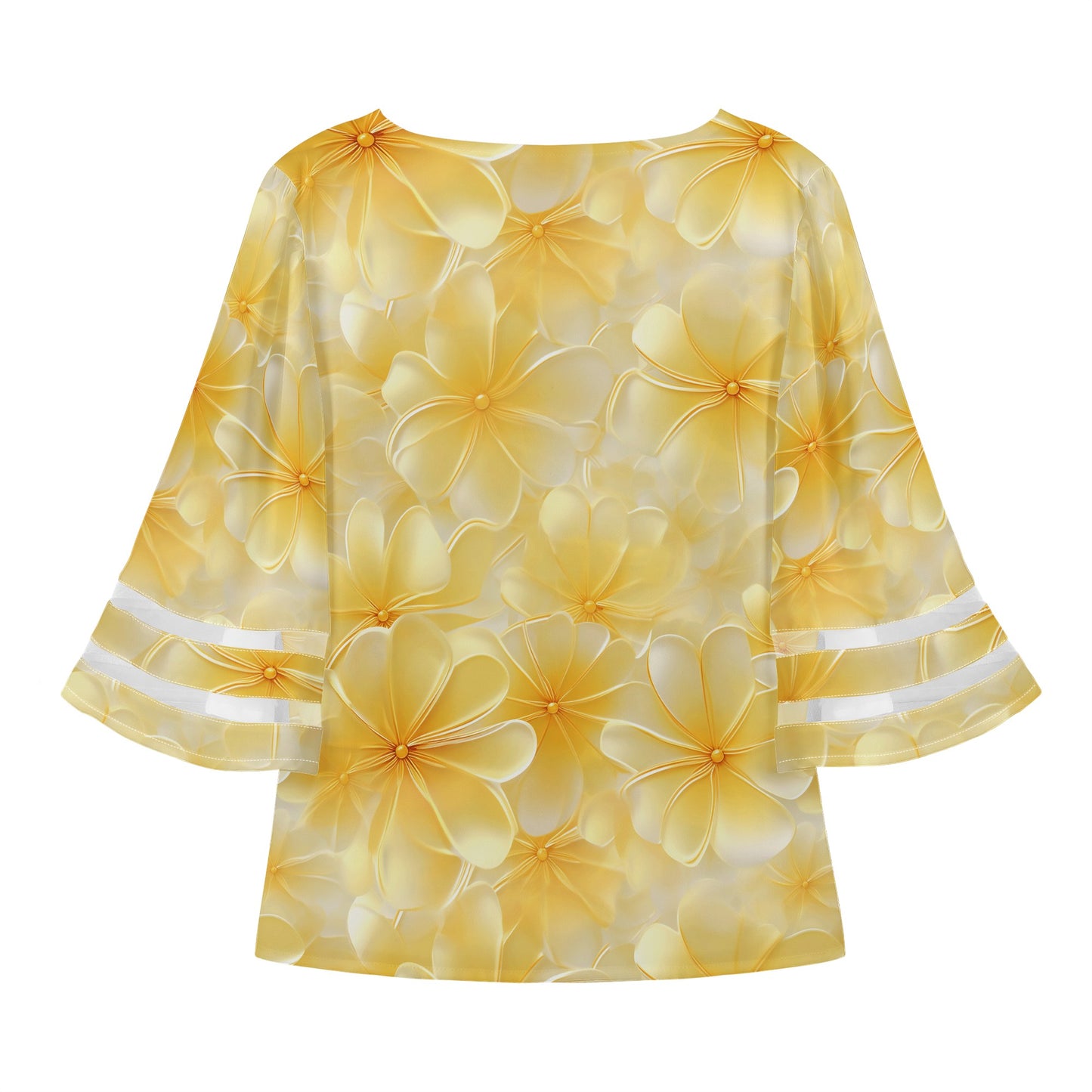 Yellow Plumeria Women Puff Sleeve Blouse