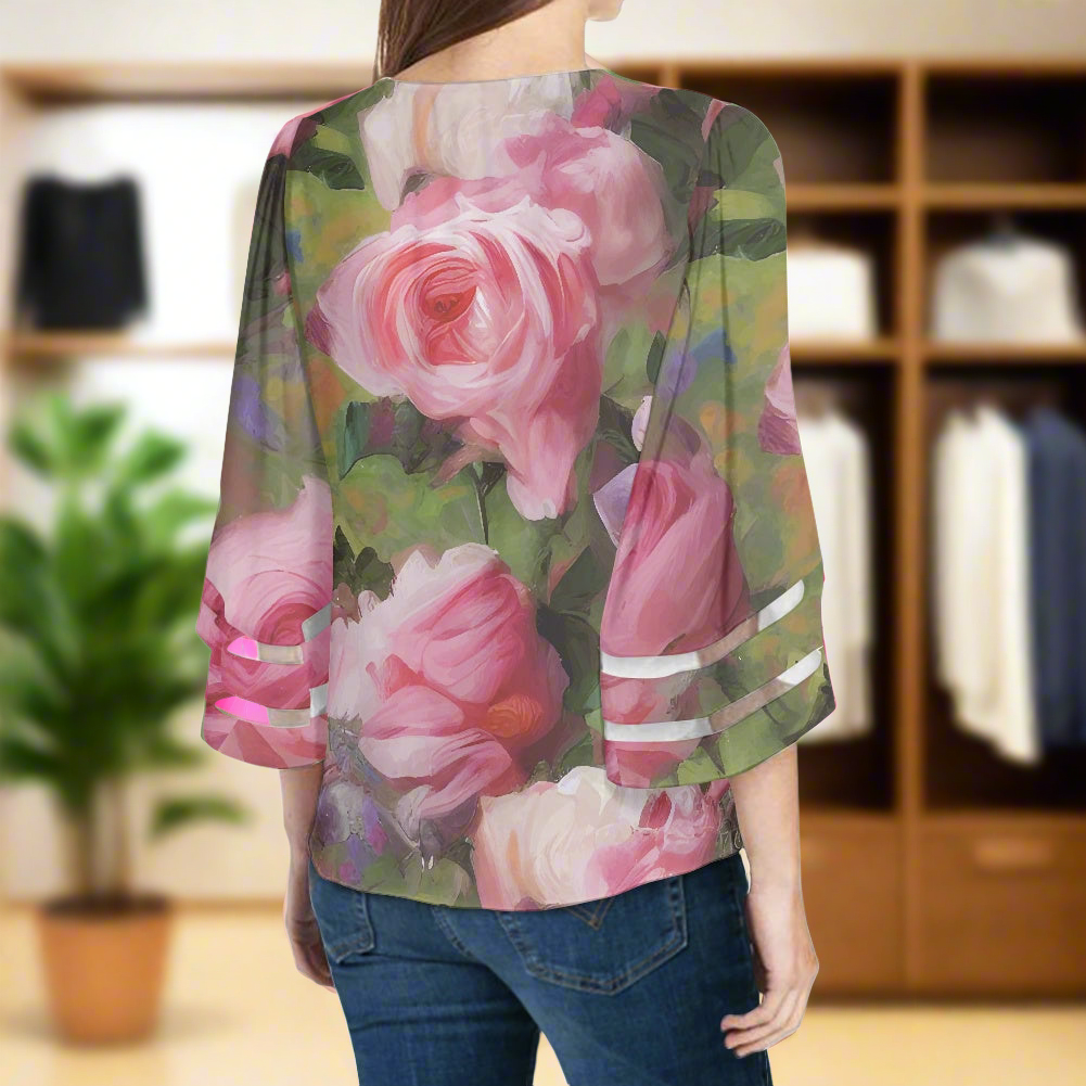 Roses Women Puff Sleeve Blouse