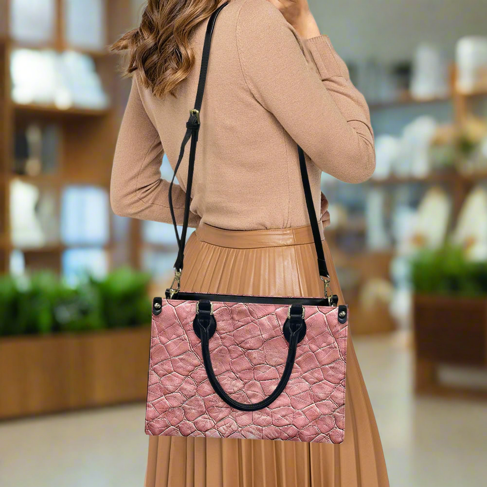 Pink Lambskin print Women's PU leather twill handbag