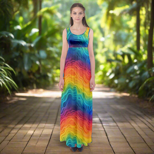 LGBTQ Rainbow Pride Empire Waist Maxi Dress