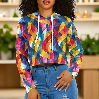 Women's midriff-baring sweatshirt - Rainbow