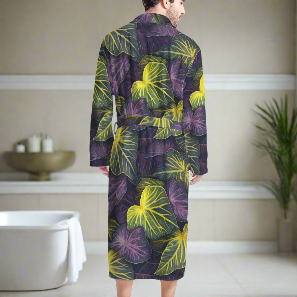 Luxtrini Iridescent Syngonium: Purple and Yellow Men's Bathrobe
