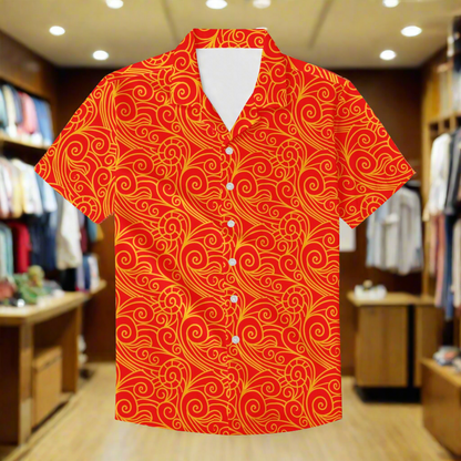 Orange Wind Chinese Men's Hawaiian Shirt | Men's Aloha Shirt