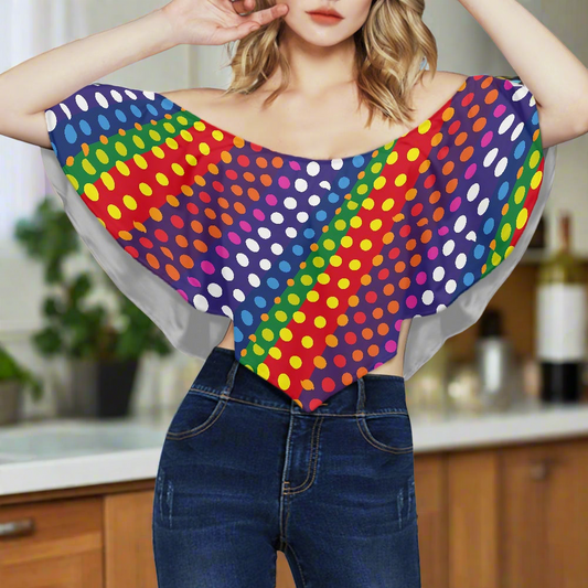 LGBTQ-Friendly Rainbow Polka Dot 
Off Shoulder Lady Blouse by Luxtrini