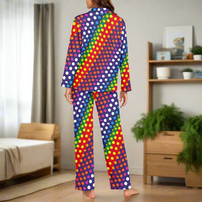Rainbow Polka Dot Pajama Set (Buttons)