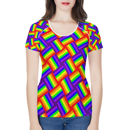 Rainbow Weave Women's All-Over Print T shirt